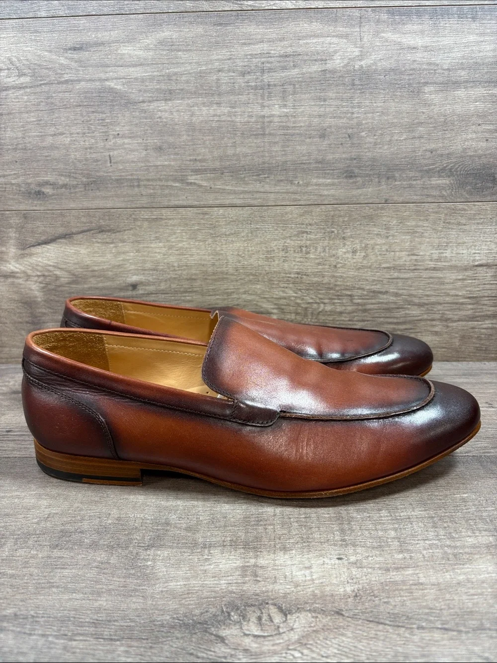 Curatore Venetian Loafers Brown Burnished Leather Mens Size 10